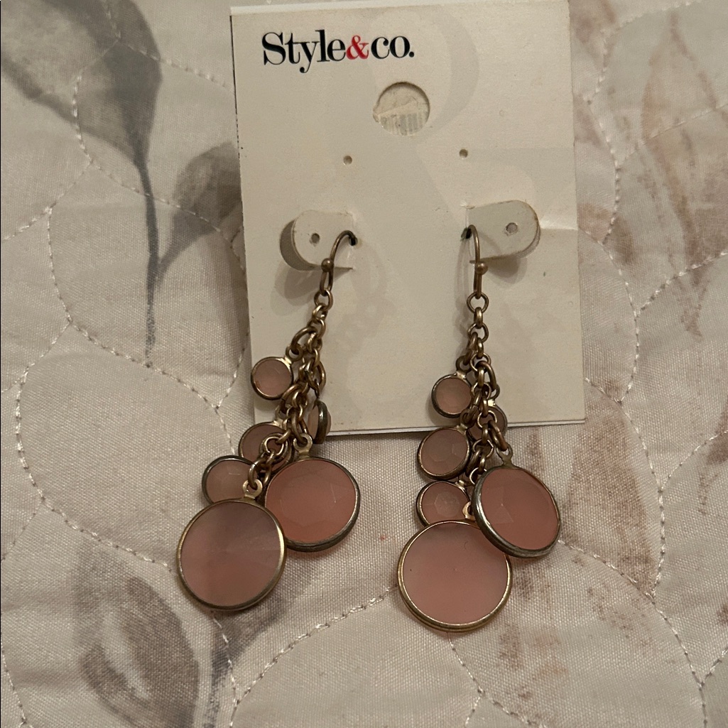 Style & Co. Blush And Gold Circle Earrings